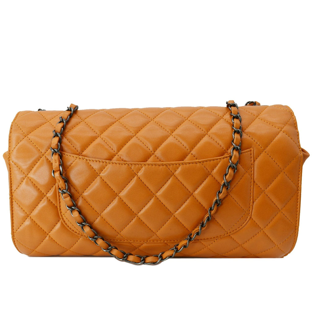 Chanel Classic Flap Drawstring Quilted  Leather Shopper Shoulder Bag Orange - Hot Deals