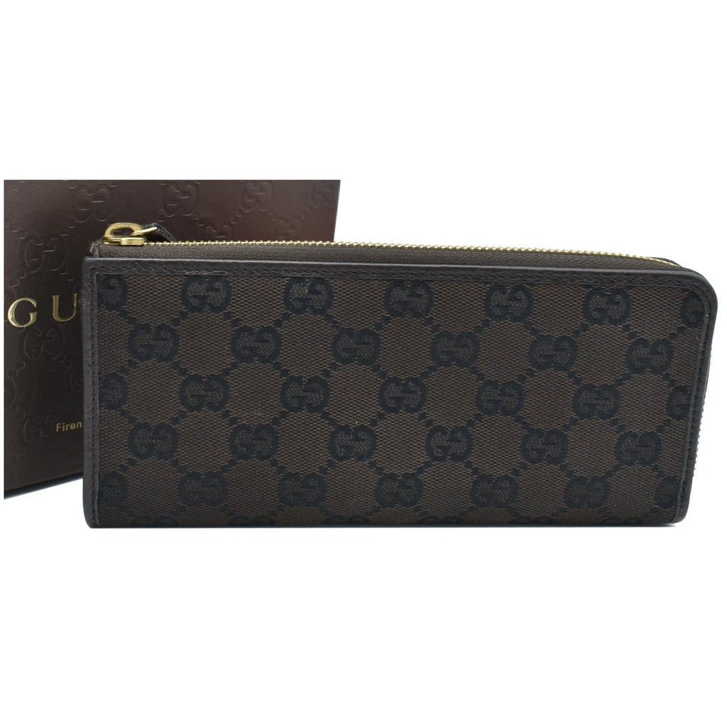 GUCCI Gucci Canvas Zip Around Wallet Brown 268917