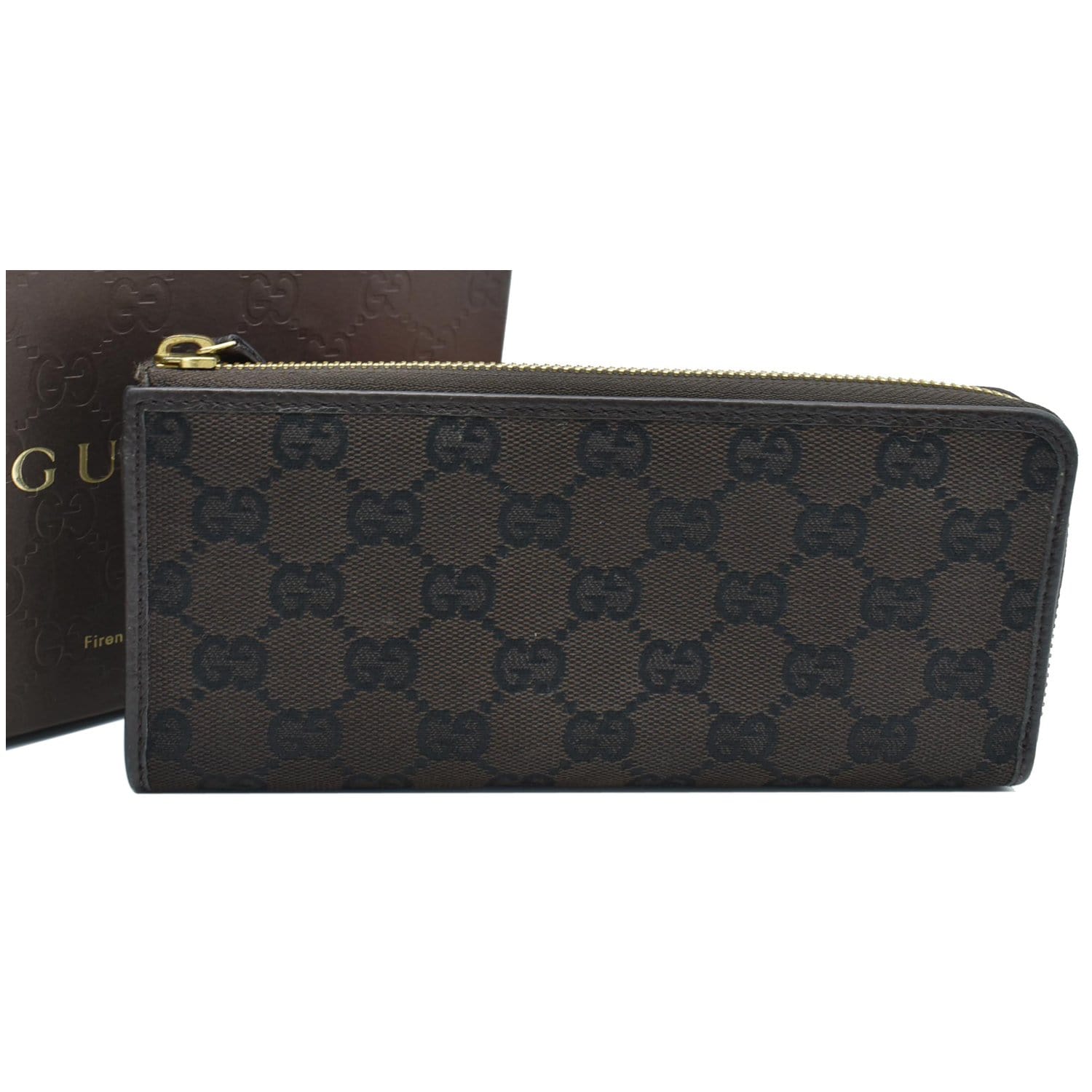 GUCCI Gucci Canvas Zip Around Wallet Brown 268917