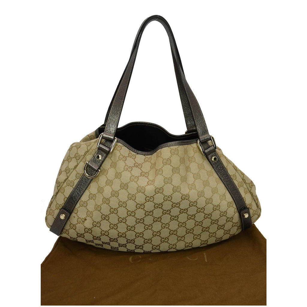GUCCI Medium Abbey Gucci Canvas Shoulder Bag Beige 130736