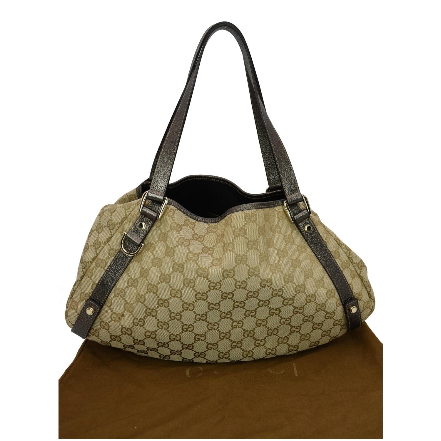 GUCCI Medium Abbey Gucci Canvas Shoulder Bag Beige 130736