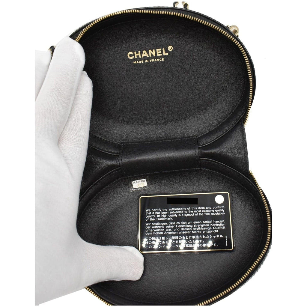 Chanel La Pausa Embroidered Chevron Leather Chain Clutch Bag Black