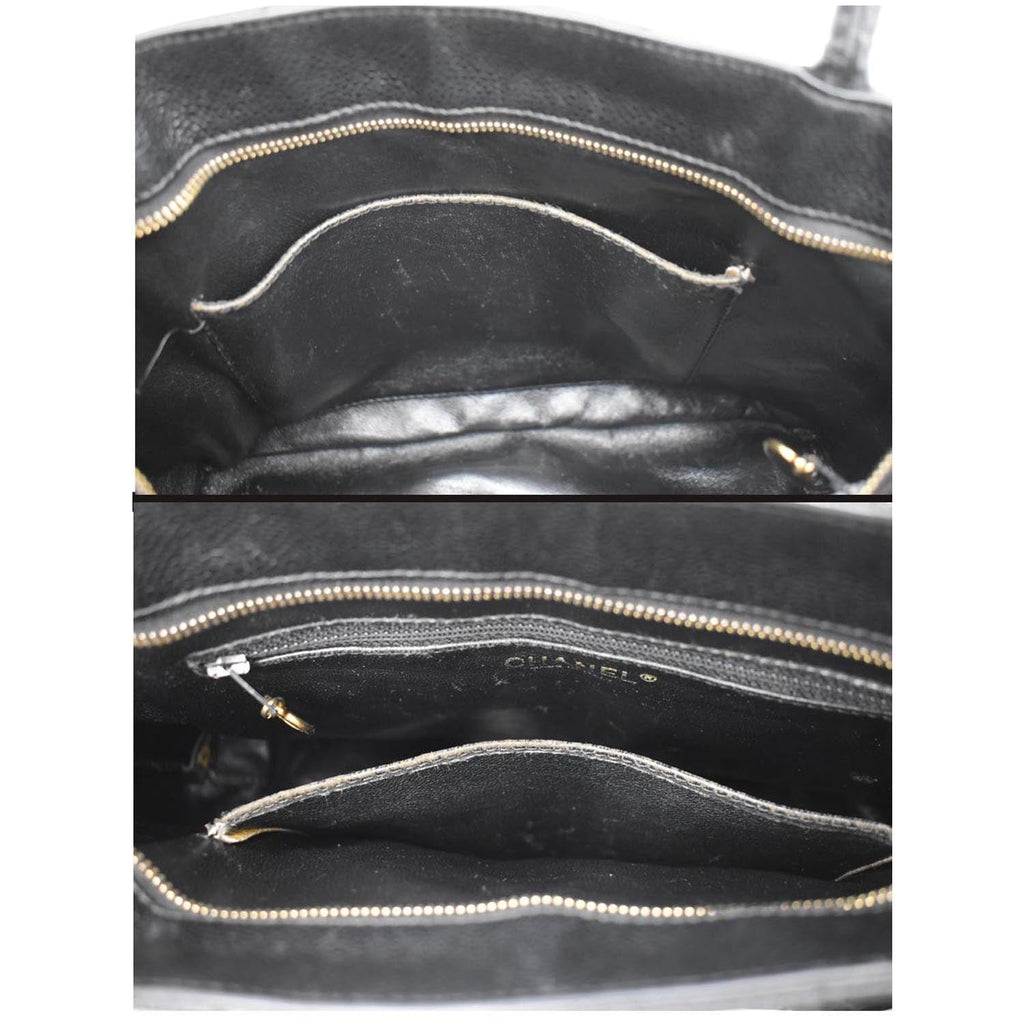 Chanel Medallion Quilted Caviar Leather Tote Bag Black