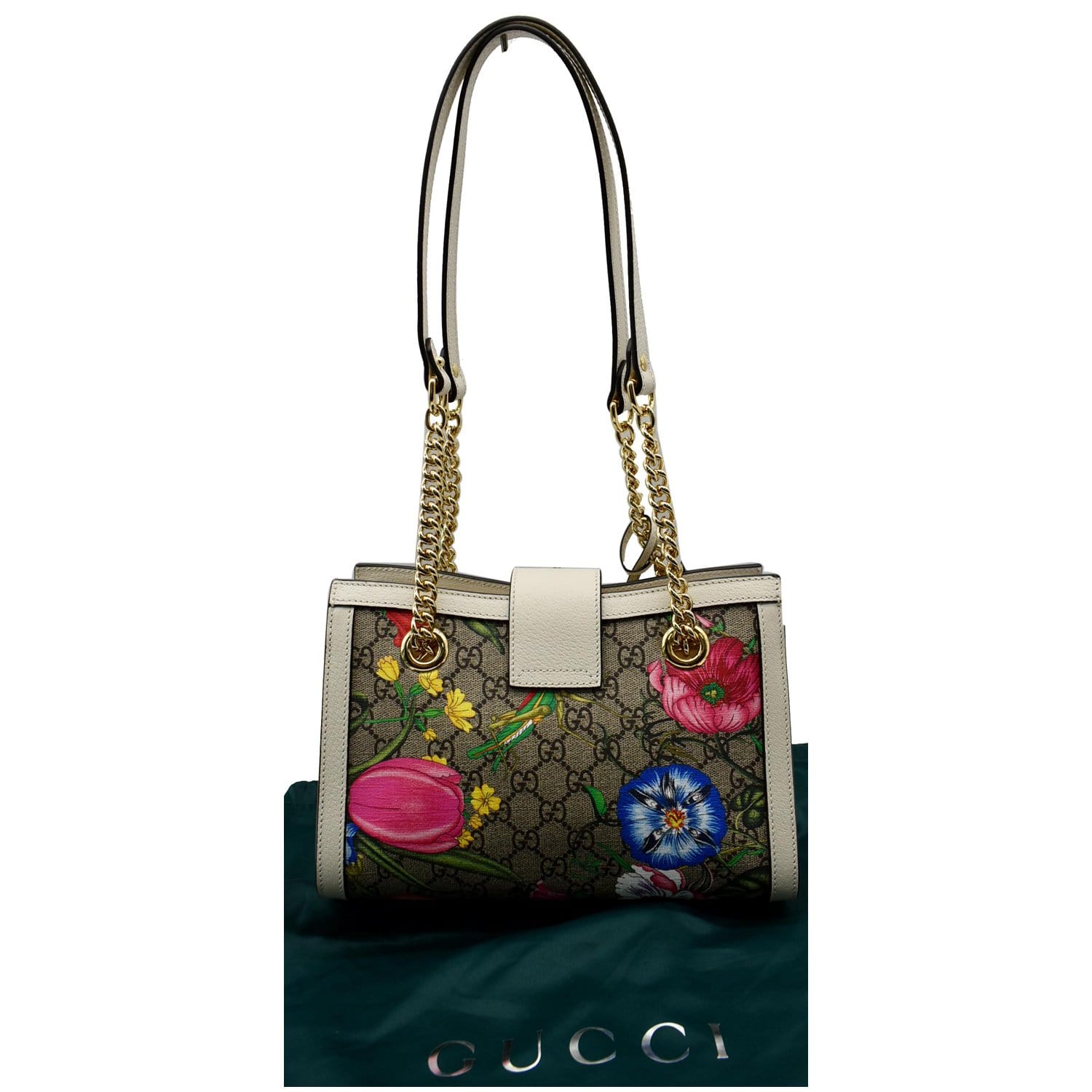 GUCCI Padlock Flora Small Gucci Supreme Canvas Shoulder Bag Beige 498156