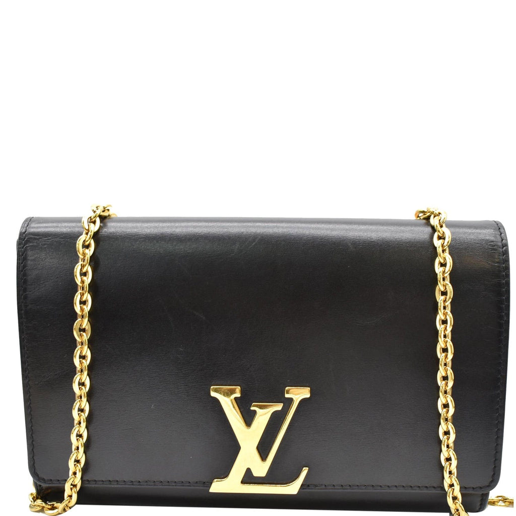 LOUIS VUITTON Chain Louise GM  Leather Shoulder Bag Black