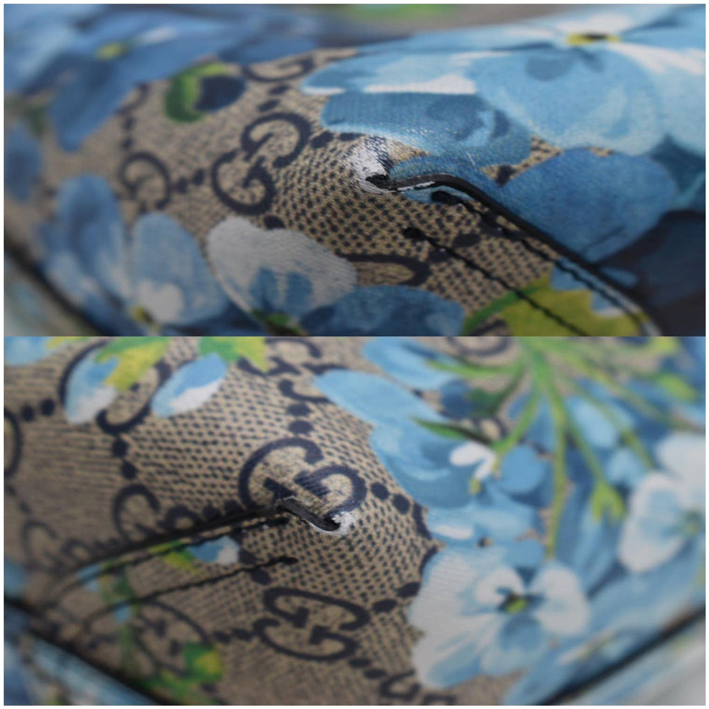 GUCCI Blooms Reversible Gucci Print Floral Supreme Tote Bag Blue 546323