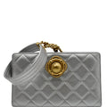 Chanel By The Sea Quilted  Leather Clutch Wallet Metallic Silver
