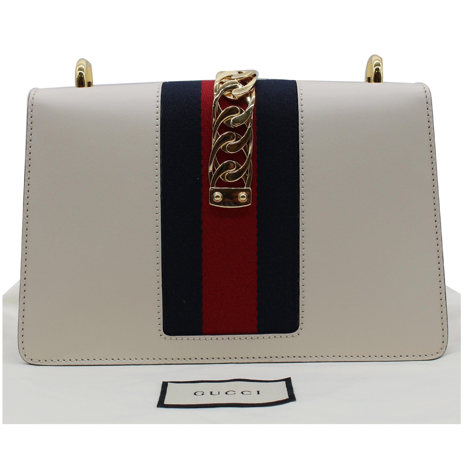 GUCCI Sylvie Small  Top Handle Bag White 421828