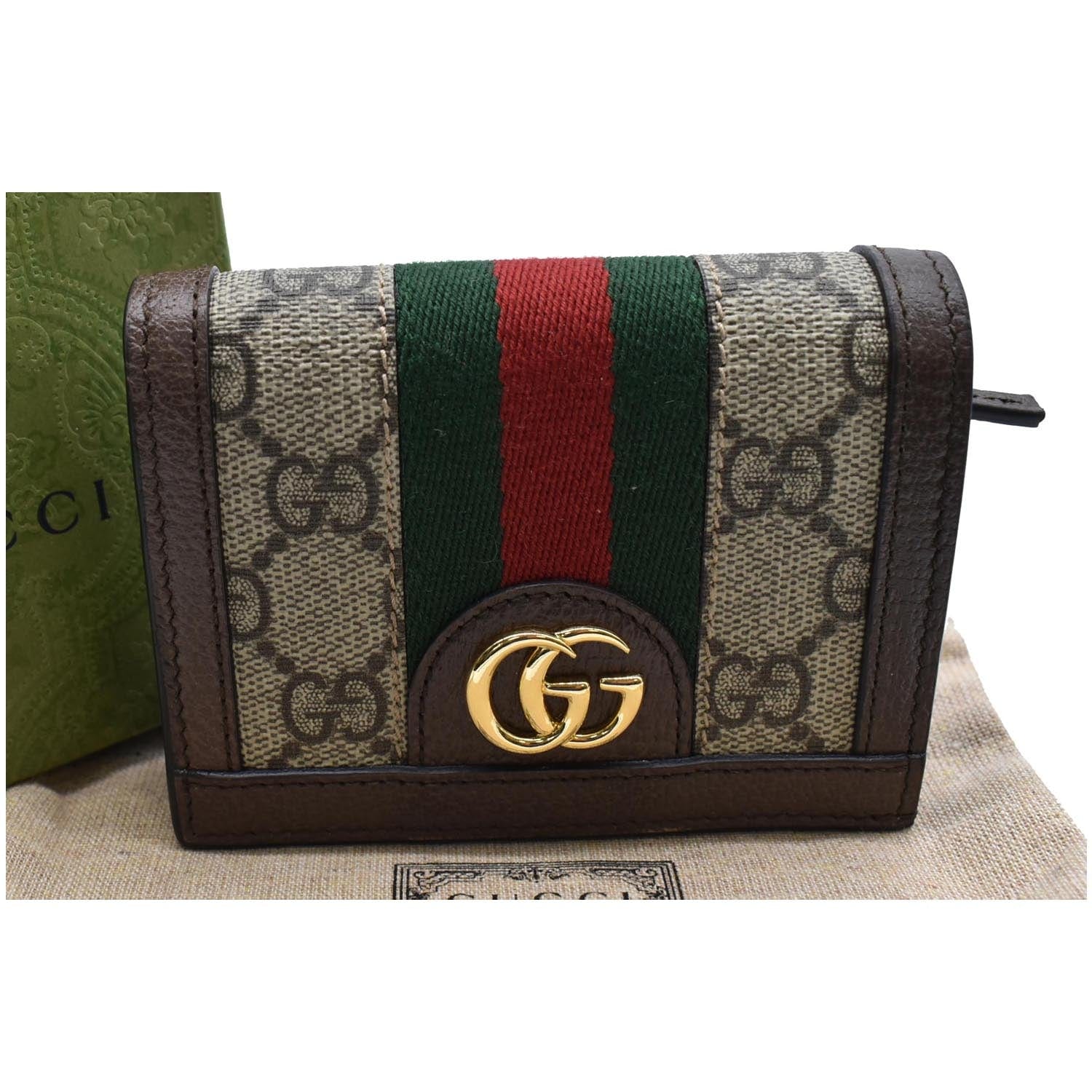 GUCCI Ophidia Gucci Card Case Wallet Beige