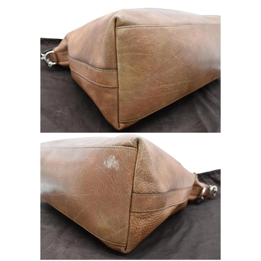 GUCCI Miss Gucci Pebbled Leather Hobo Bag Brown 323676