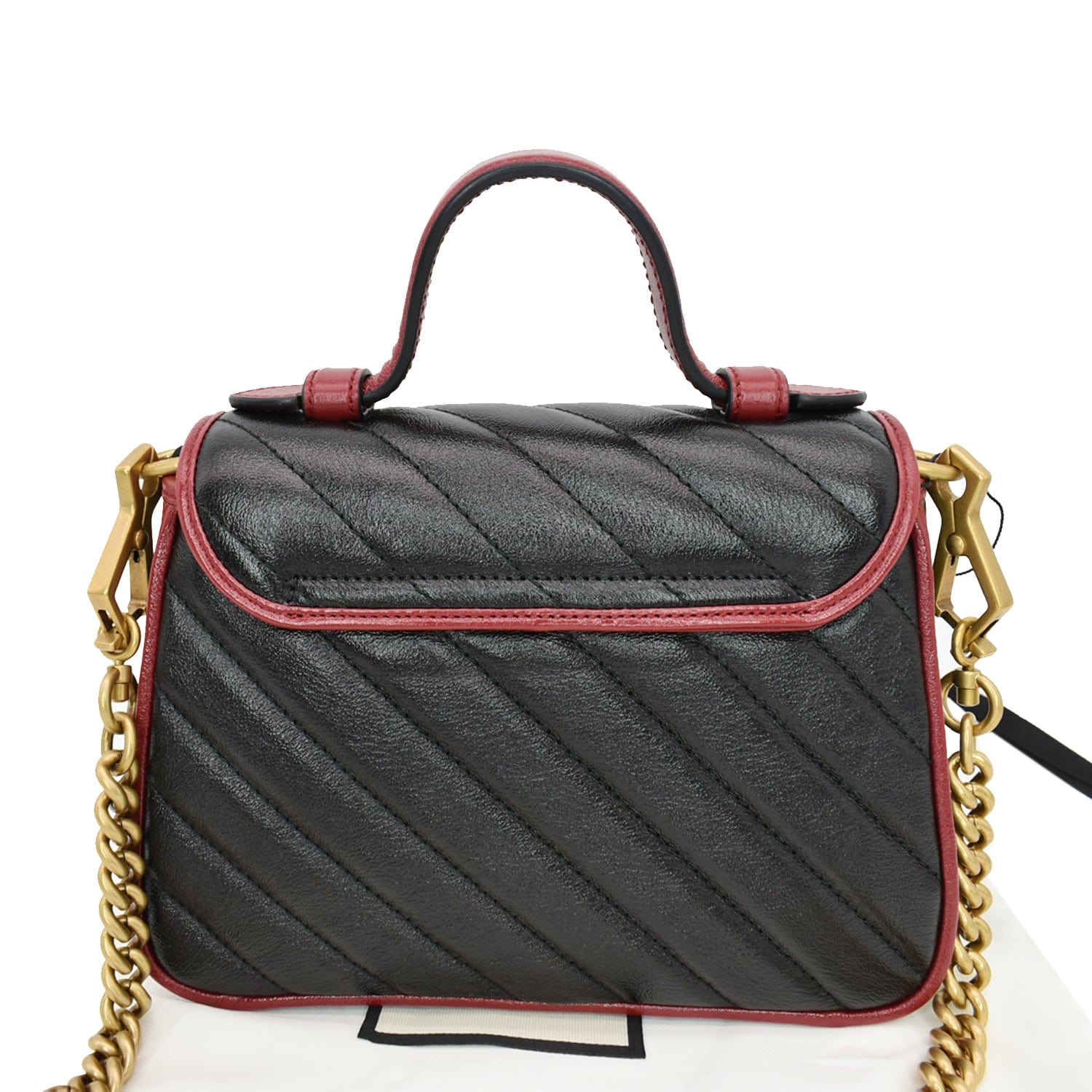 GUCCI Gucci Torchon Marmont Mini Top Handle Crossbody Bag 583571 Black/Cerise - Hot Deals