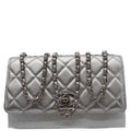 Chanel Trendy CC Quilted Leather Wallet on Chain Crossbody Bag Silver