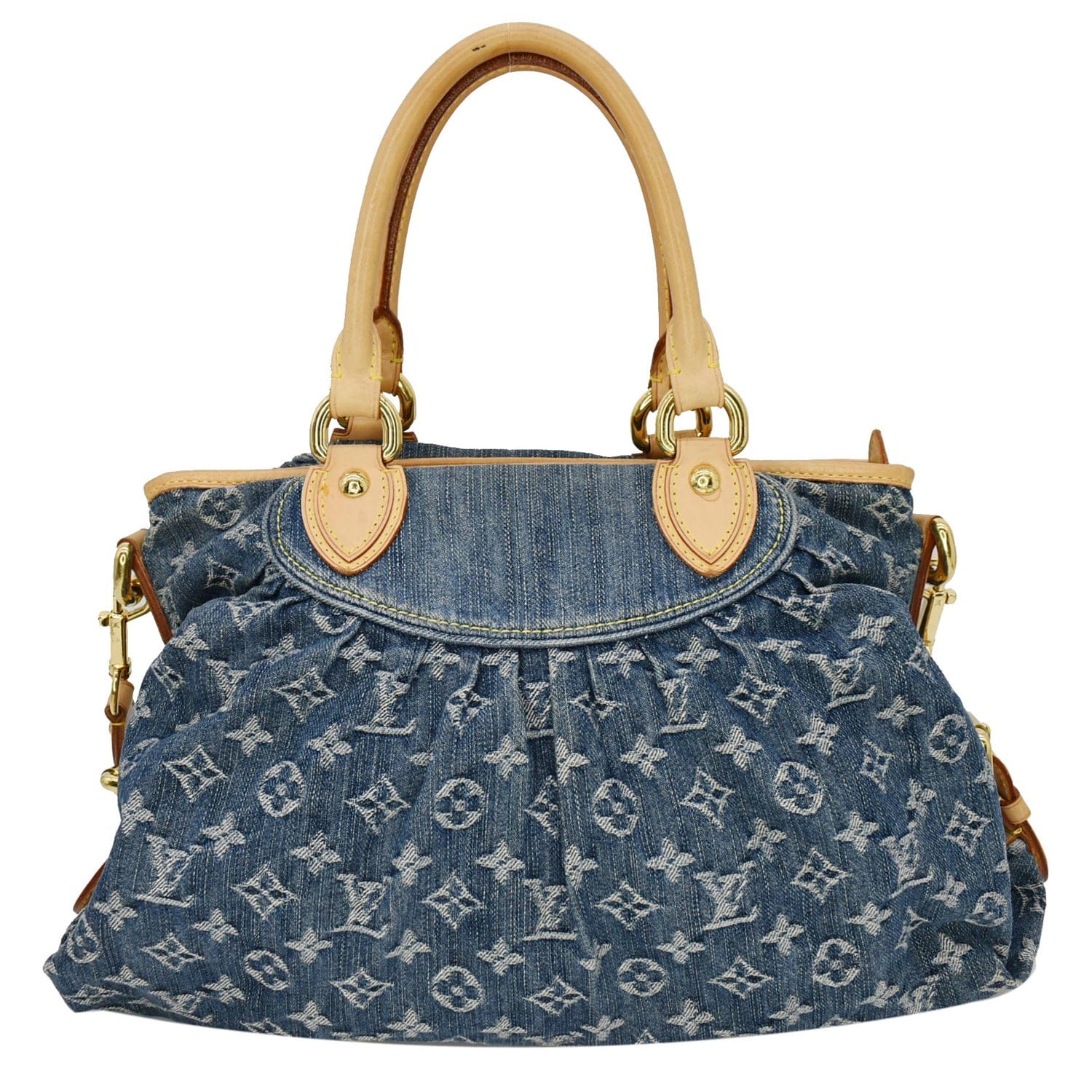 LOUIS VUITTON Cabby MM Monogram Denim Shoulder Bag Blue