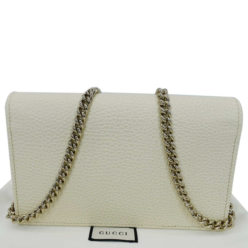 GUCCI Gucci Interlocking Pebbled Leather Crossbody Bag White 615523