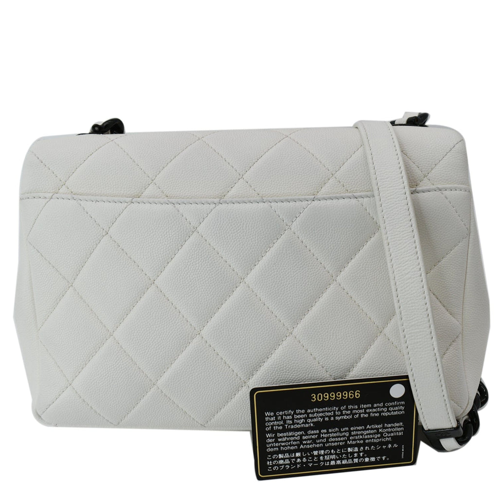 Chanel My Everything Caviar Quilted Leather Flap Shoulder Bag White