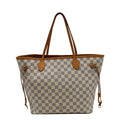LOUIS VUITTON Neverfull MM Damier Azur Tote Bag White