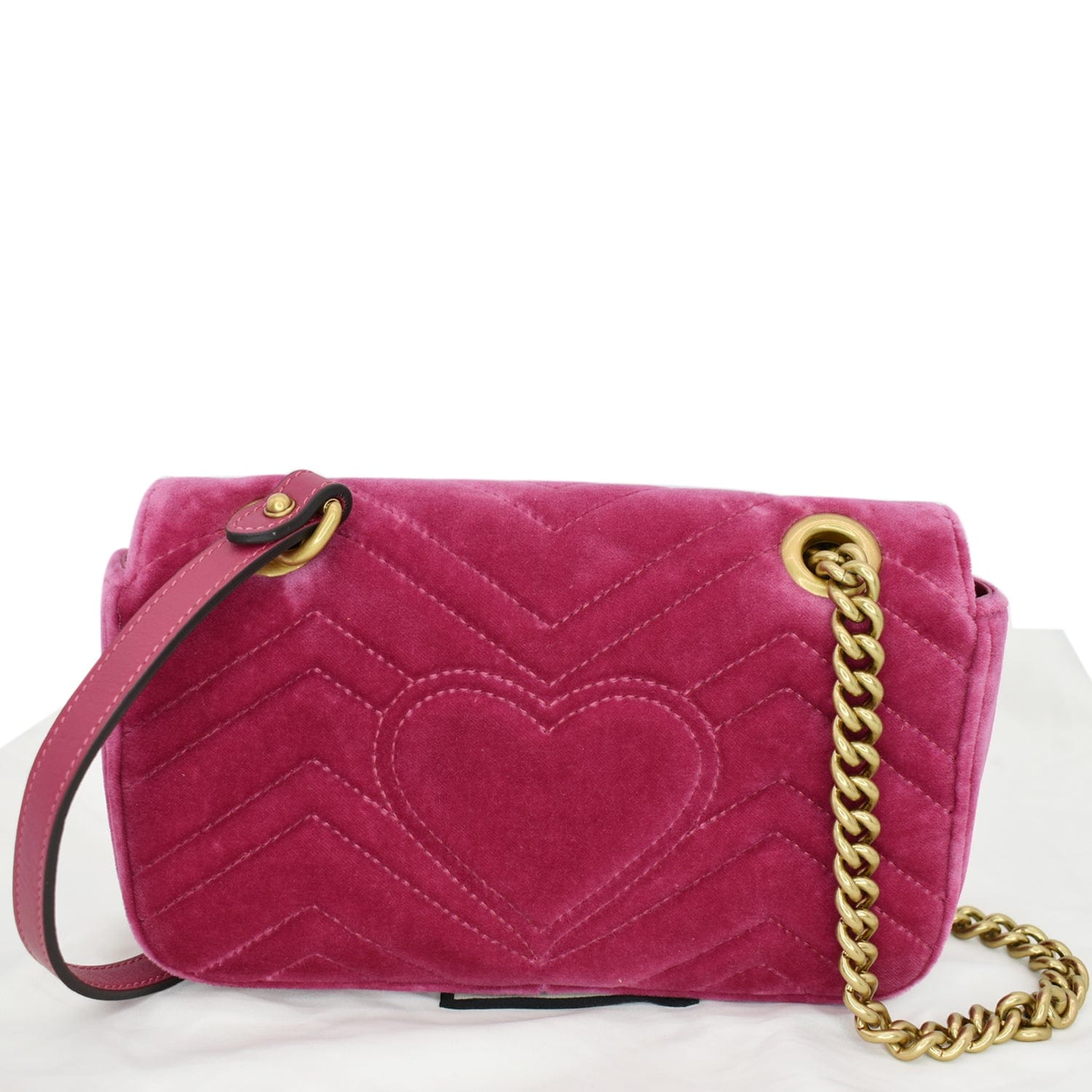 GUCCI Gucci Marmont Velvet Mini Shoulder Crossbody Bag Pink 446744