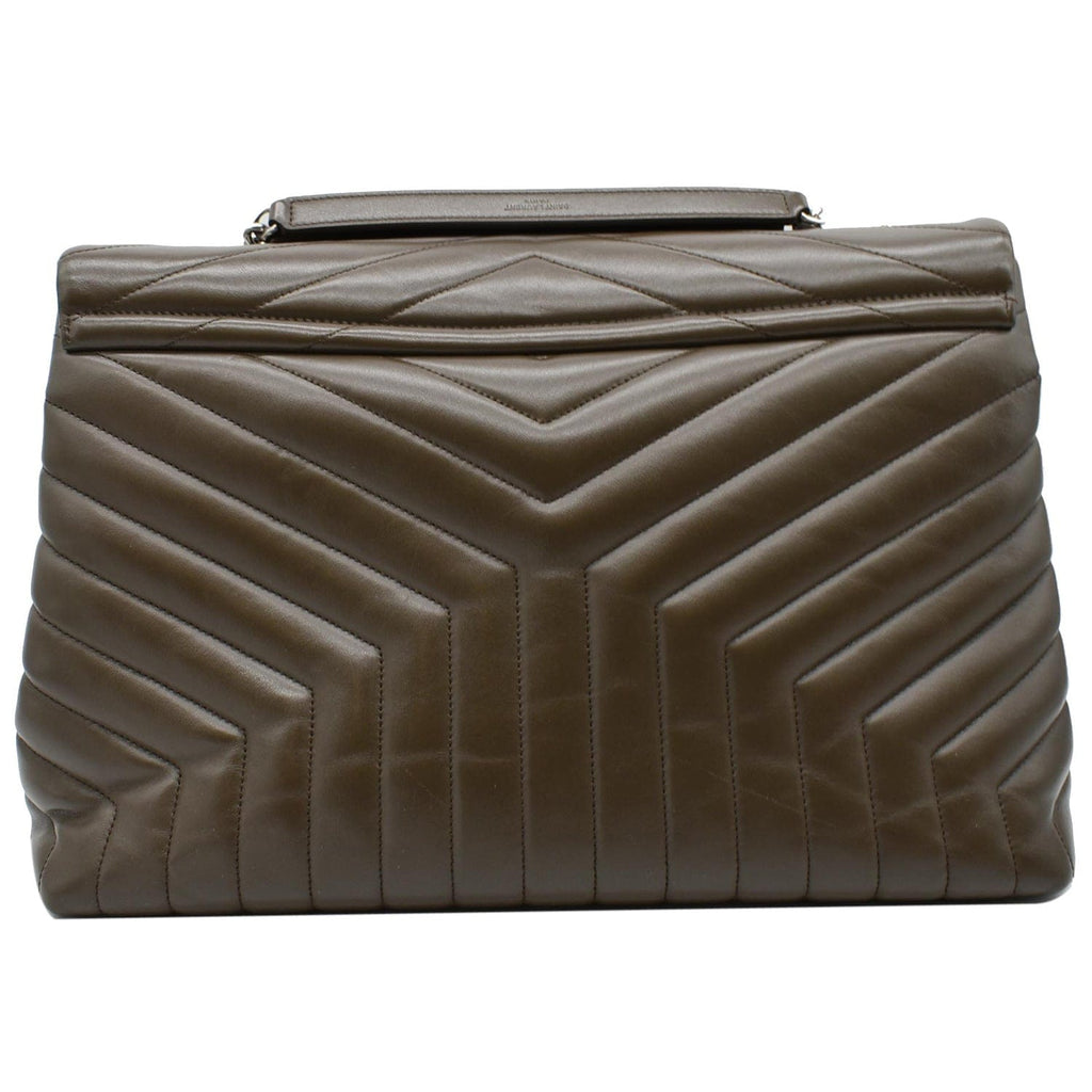 YVES SAINT LAURENT Large Loulou  Matelasse Chain Shoulder Bag Khaki Green