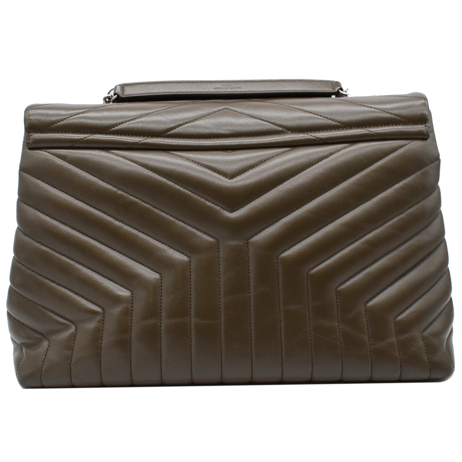 YVES SAINT LAURENT Large Loulou  Matelasse Chain Shoulder Bag Khaki Green