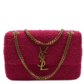 YVES SAINT LAURENT Jamie Medium Carre Rive Gauche Quilted Boucle Shoulder Bag Pink