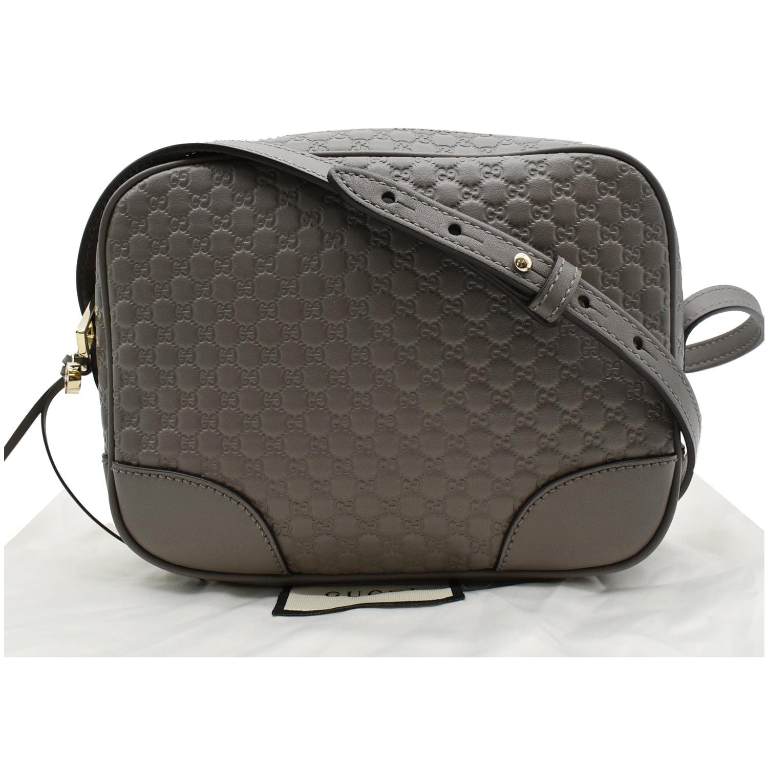 GUCCI Bree Mini Gucci Guccissima Leather Crossbody Bag Grey 449413