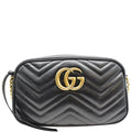 GUCCI Gucci Marmont Matelasse Small Leather Crossbody Bag Black