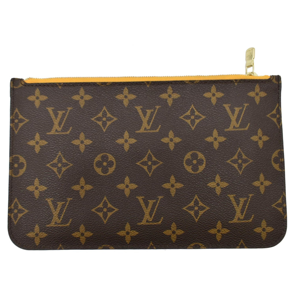 LOUIS VUITTON Neverfull MM Monogram Canvas Pochette Wristlet Pouch Brown