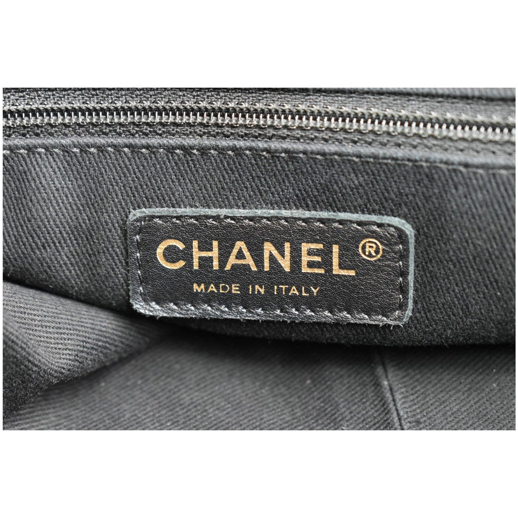 Chanel Timeless CC Soft Quilted Caviar Leather Shopping Tote Bag Black