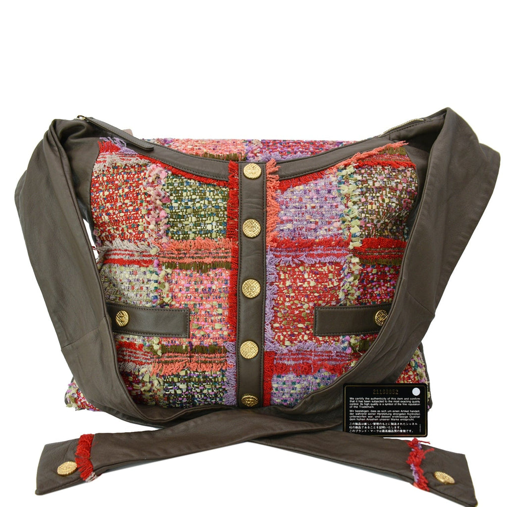 Chanel Tweed Girl Large Leather Shoulder Bag Multicolor