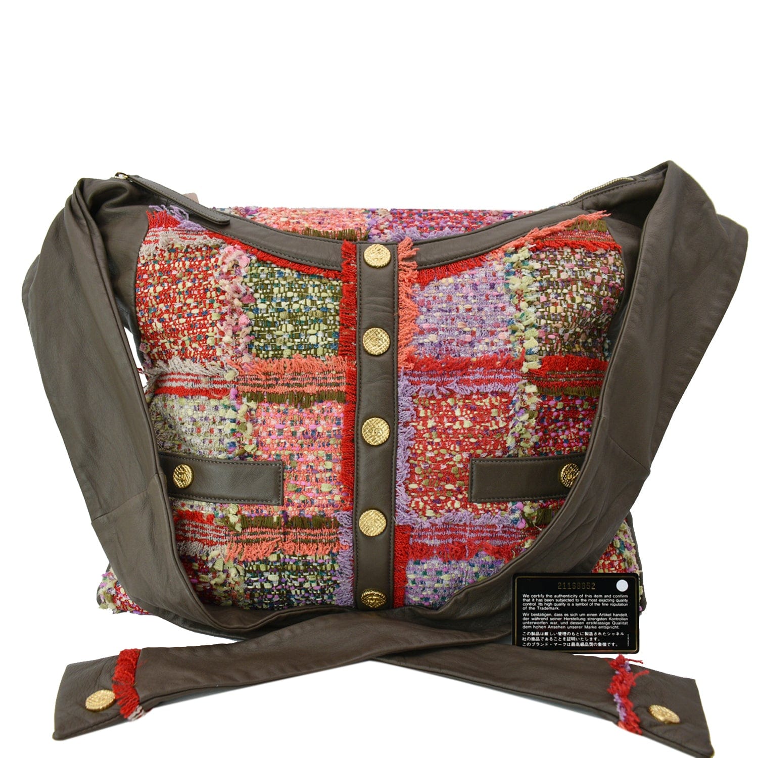Chanel Tweed Girl Large Leather Shoulder Bag Multicolor