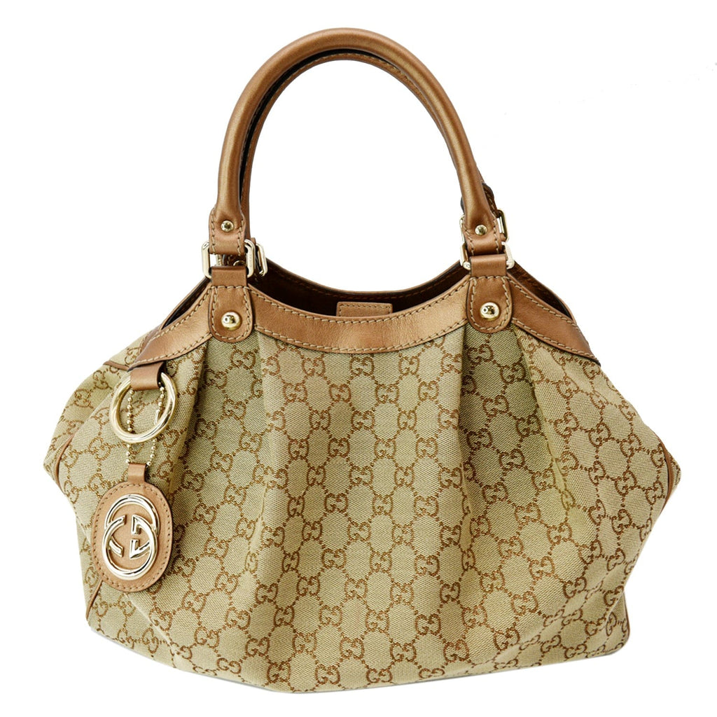 GUCCI Sukey Medium Gucci Canvas Tote Bag Beige 211944