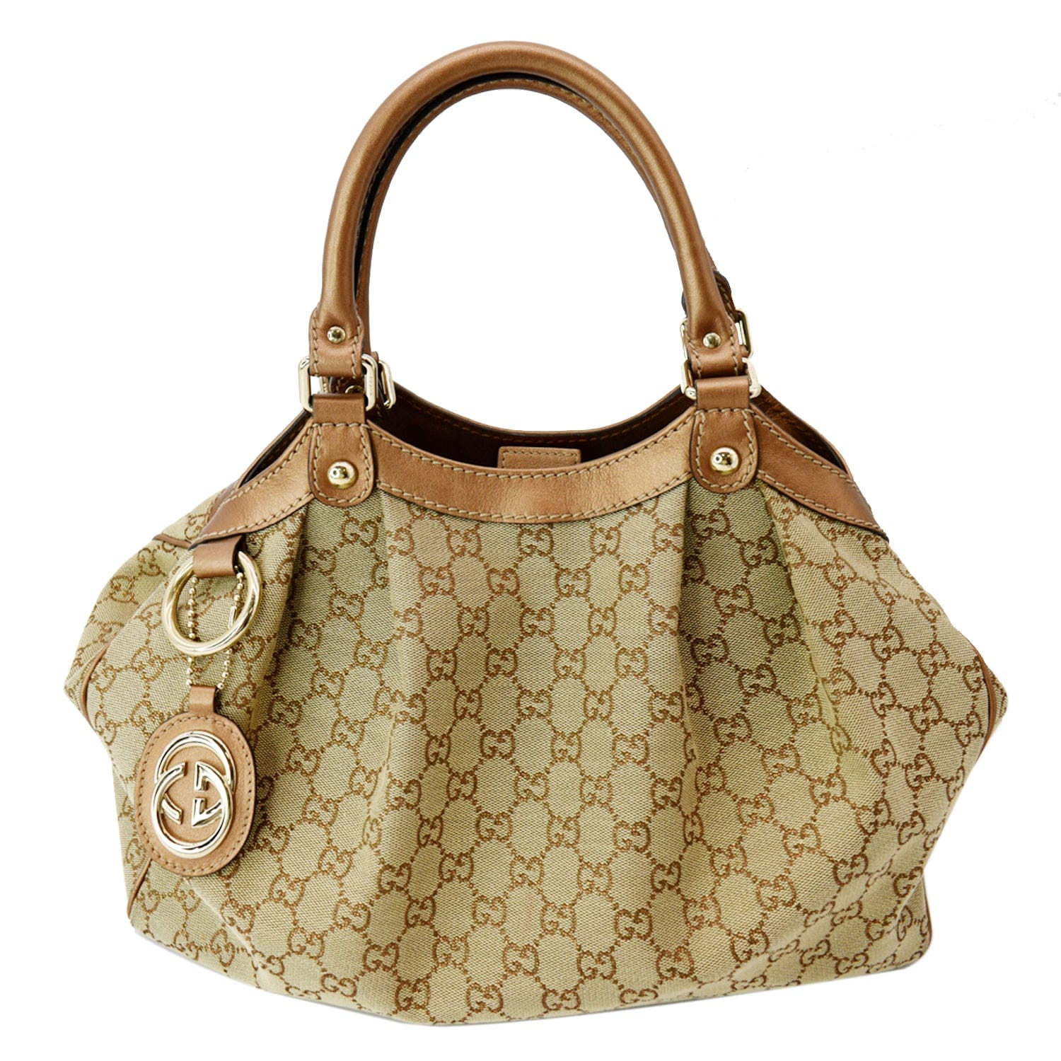 GUCCI Sukey Medium Gucci Canvas Tote Bag Beige 211944