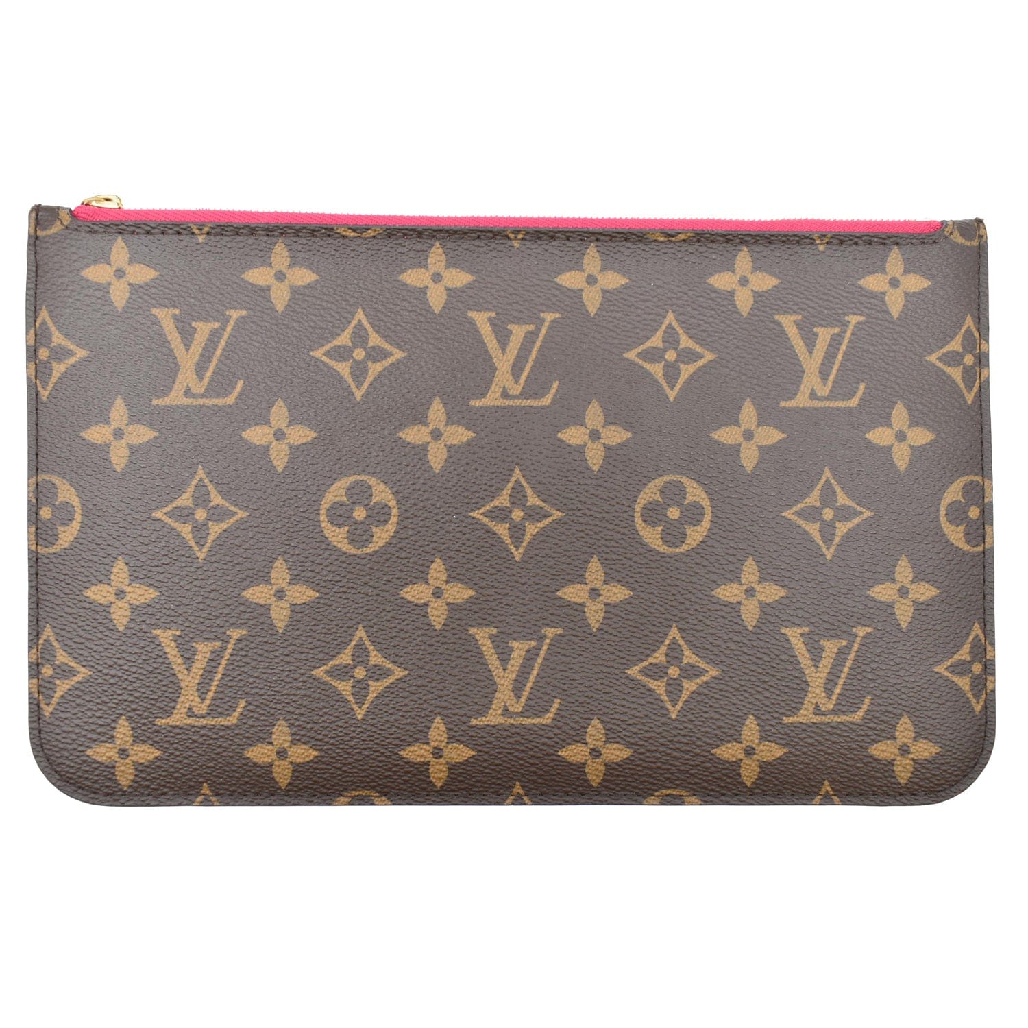 LOUIS VUITTON Neverfull MM Monogram Canvas Pochette Wristlet Pouch Brown