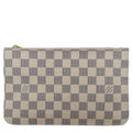 LOUIS VUITTON Neverfull MM Damier Azur Pochette Wristlet Pouch White