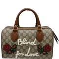 GUCCI Blind for Love Embroidered Gucci Supreme Canvas Boston Bag Maple Brown 409529