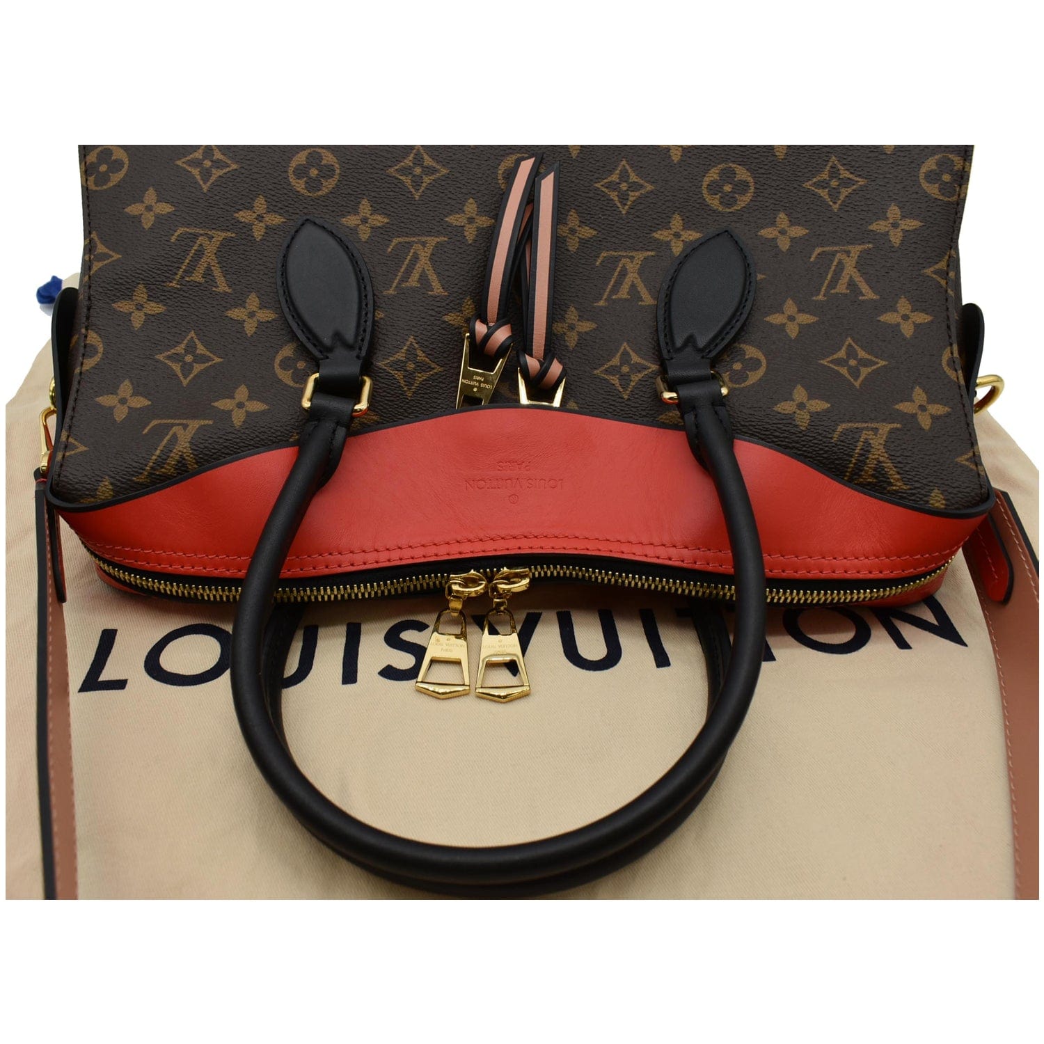 LOUIS VUITTON Tuileries Monogram Canvas Tote Shoulder Bag Red