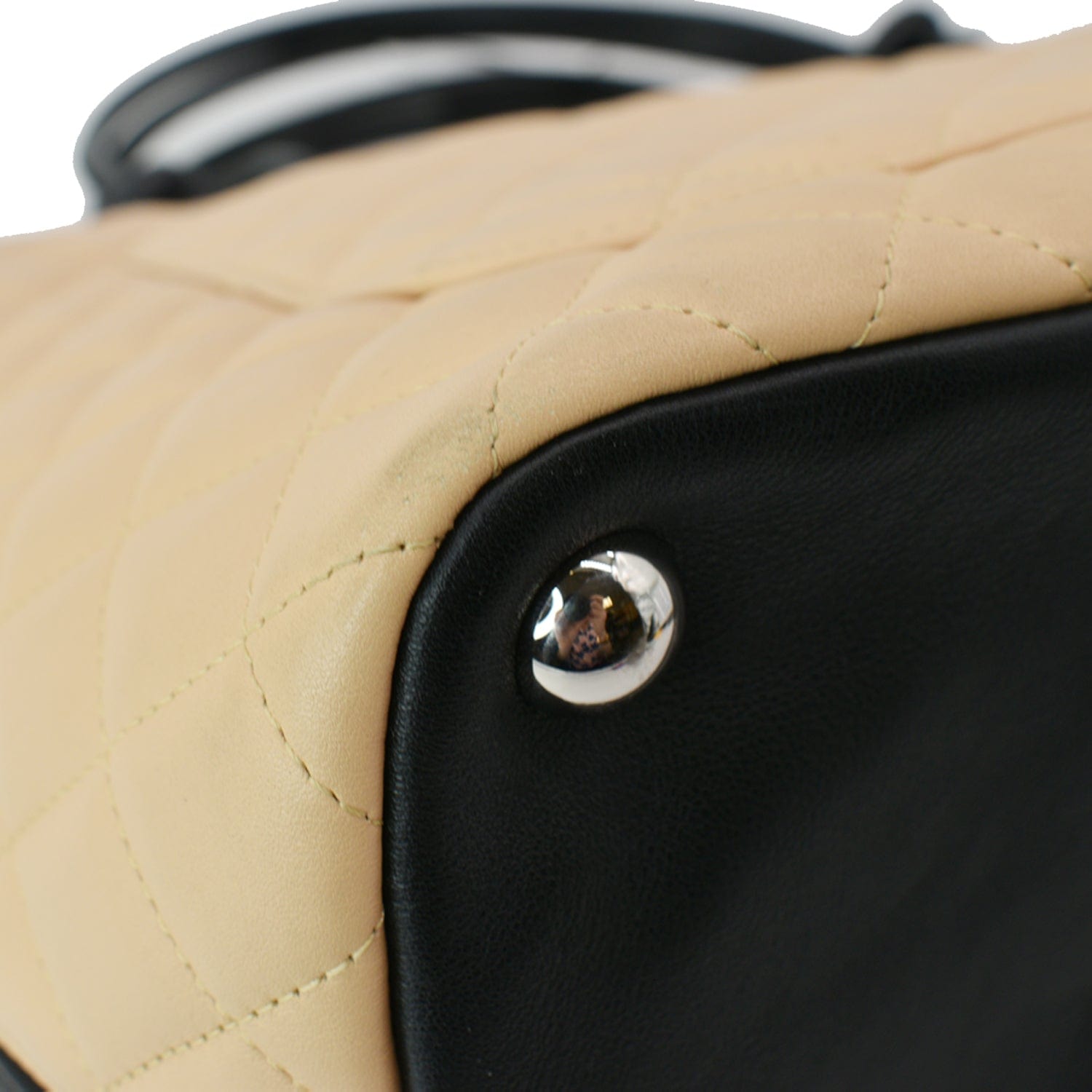 Chanel Cambon Ligne Large Quilted Leather Tote Bag Beige