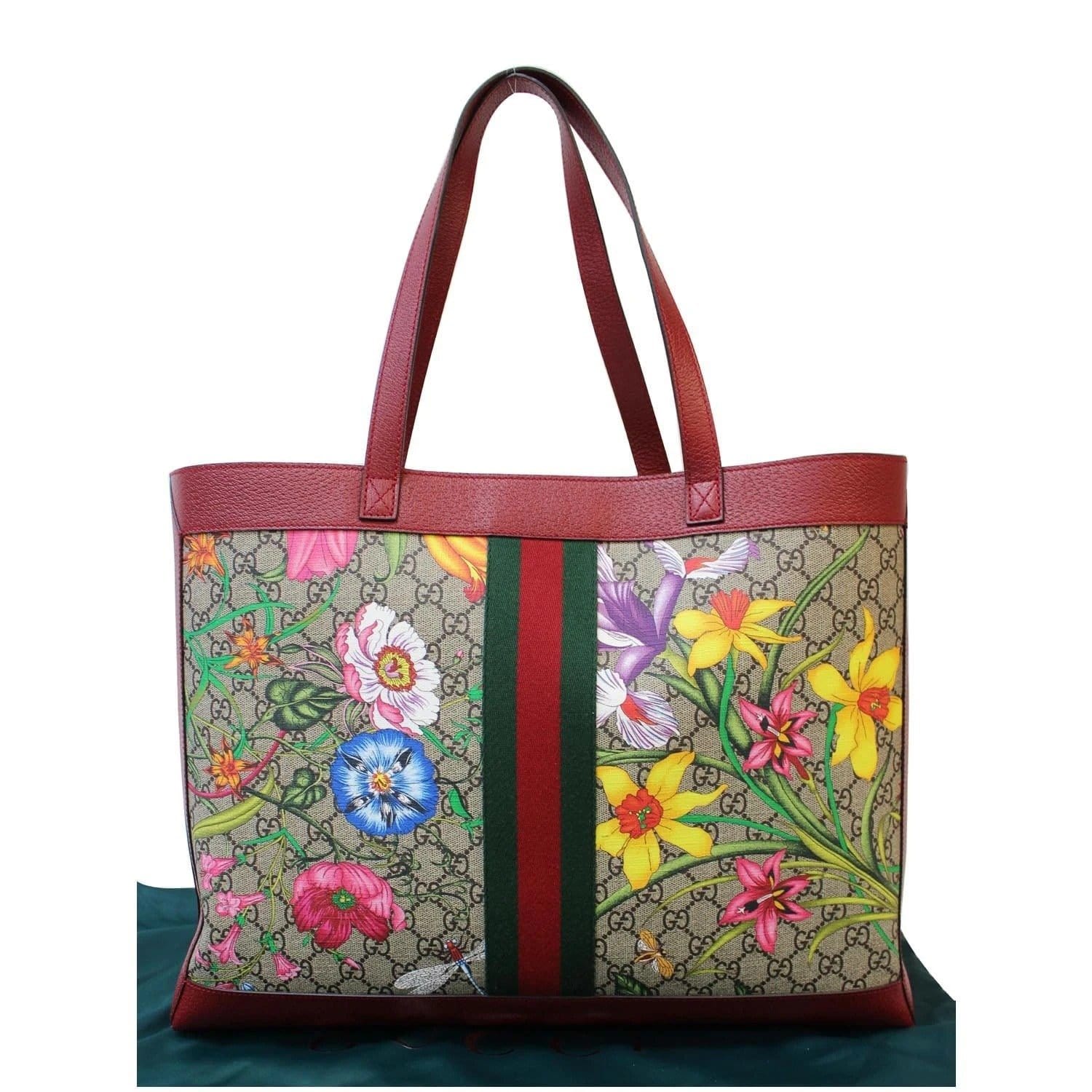 GUCCI Ophidia Gucci Flora Medium Tote Bag Red 547947