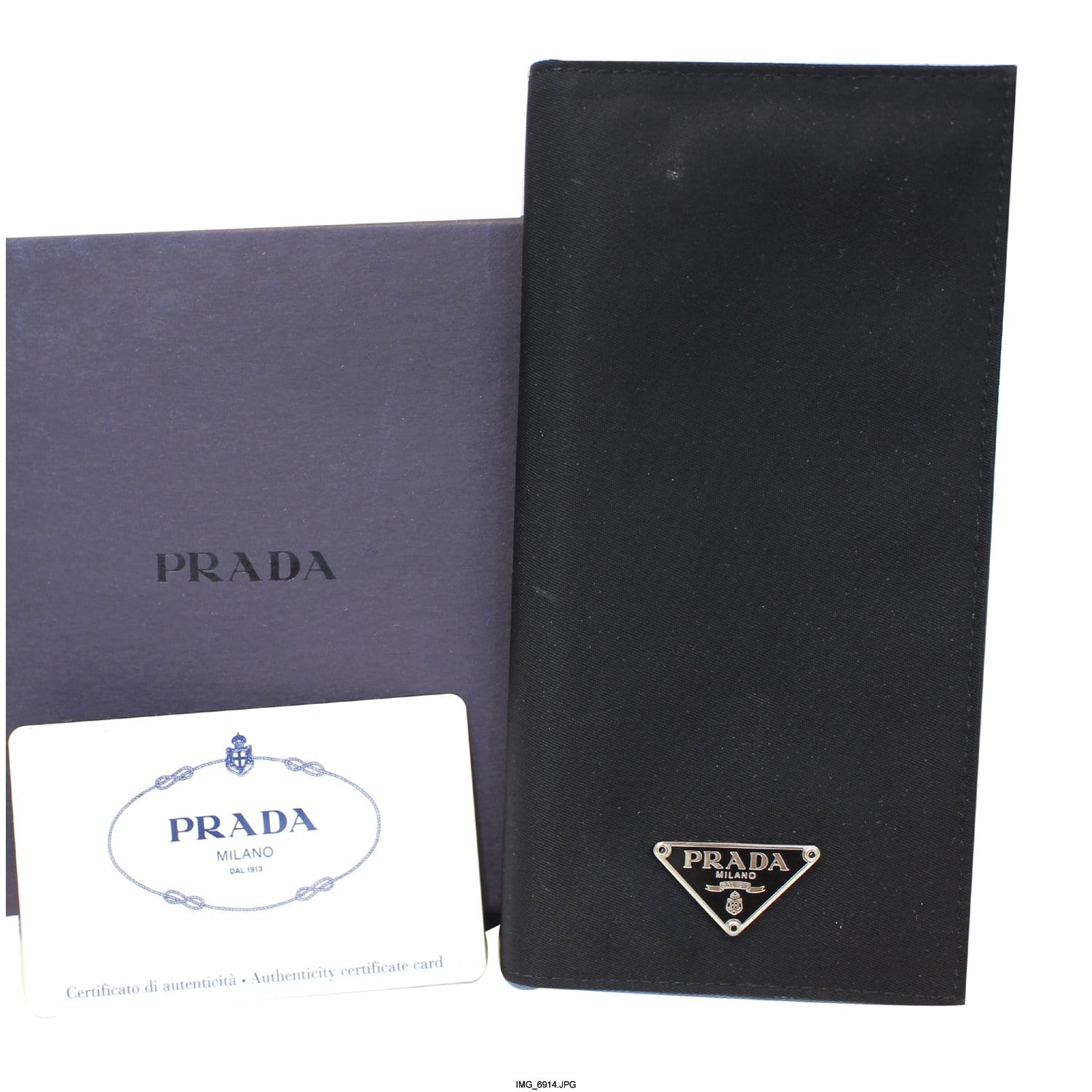 PRADA Black Nylon Checkbook Cover Wallet
