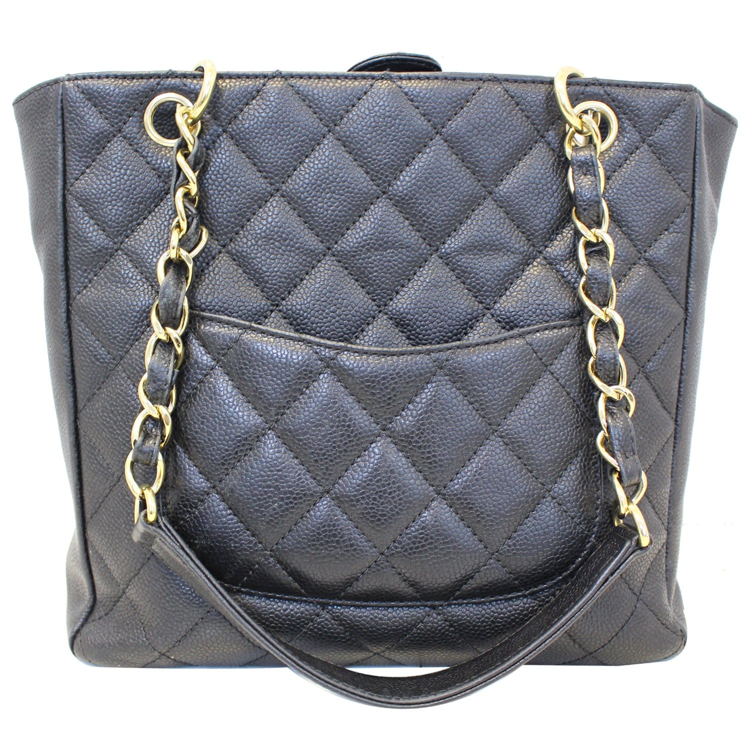 Chanel PST Petit Shopping Caviar Leather Leather Tote Bag Black