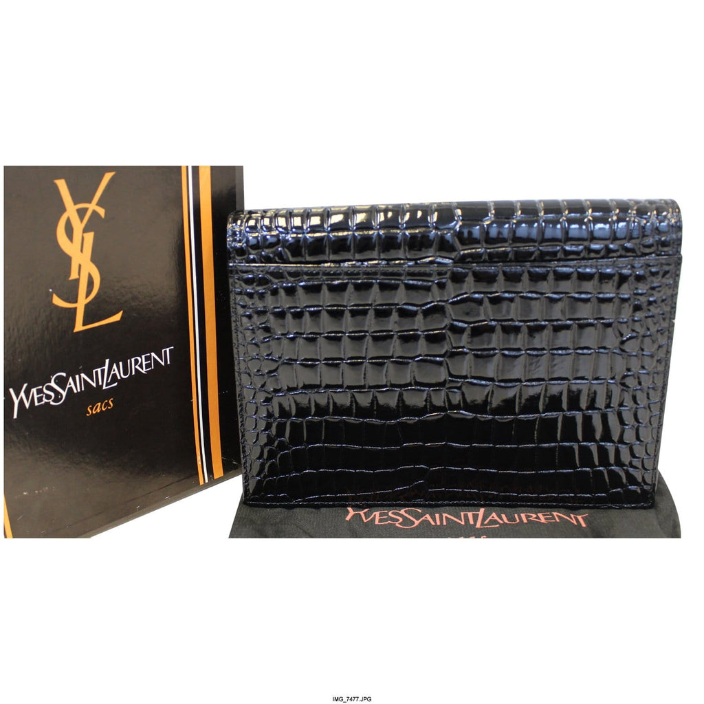 YVES SAINT LAURENT Black Caviar Leather Leather Clutch Bag