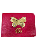 GUCCI Butterfly Leather Card Case Wallet Pink 499361