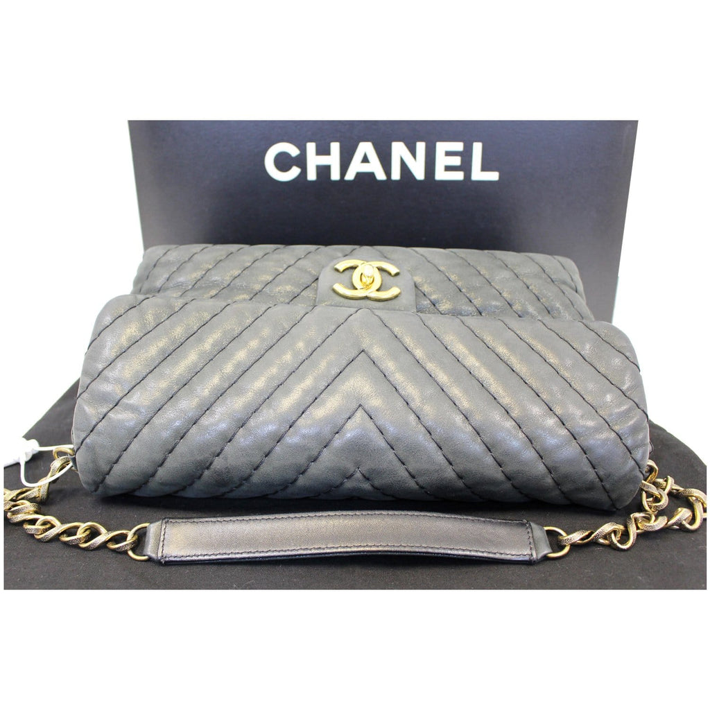 Chanel Iridescent Calfskin Surpique Chevron Large Classic Flap Bag - Sale
