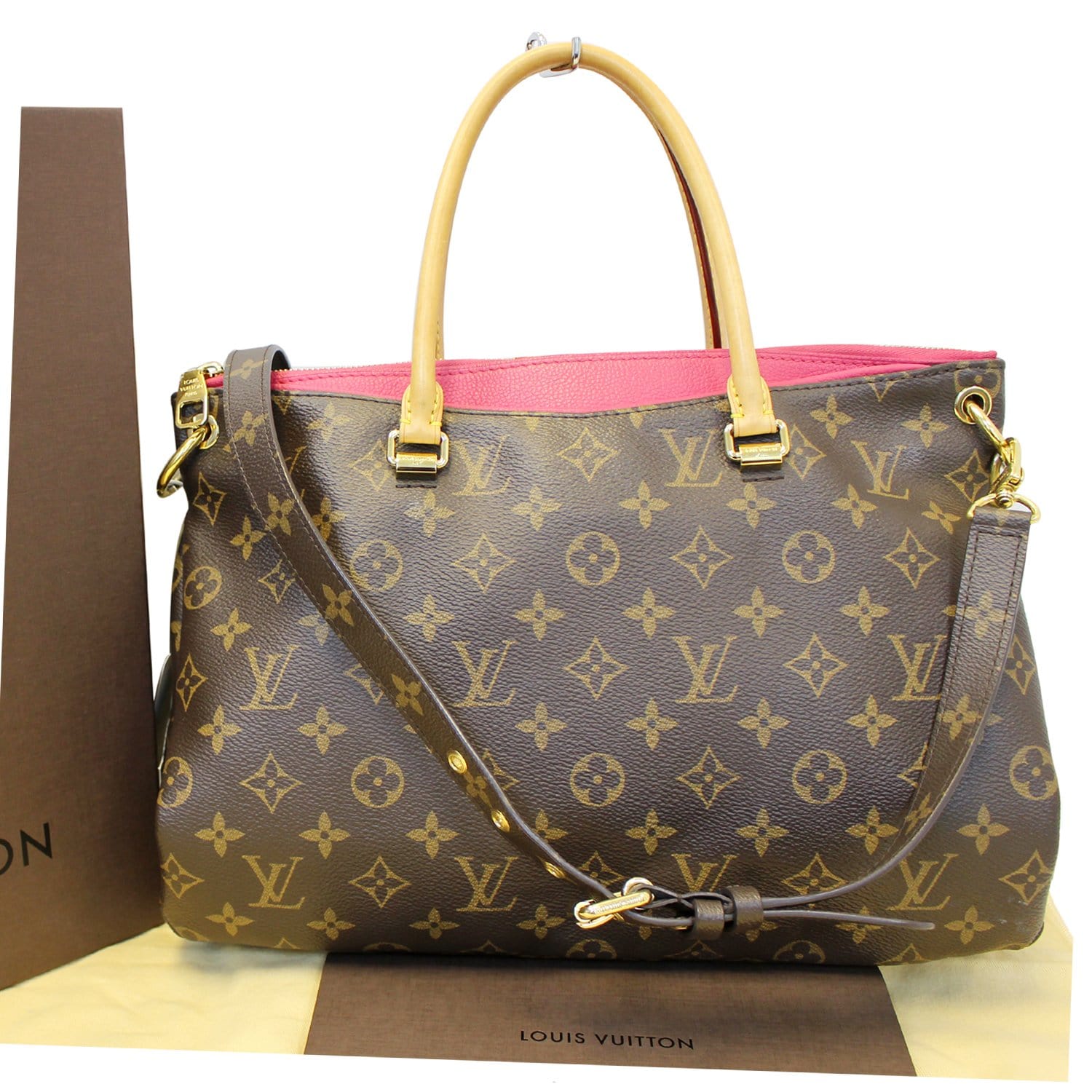 LOUIS VUITTON Pallas Monogram Canvas 2Way Shoulder Bag Cerise