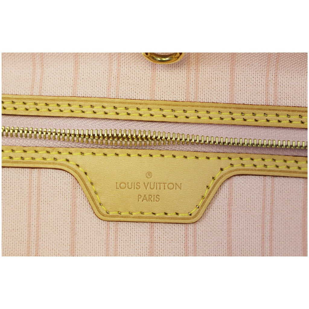 LOUIS VUITTON Neverfull GM Damier Azur Tote Shoulder Bag Rose Ballerine