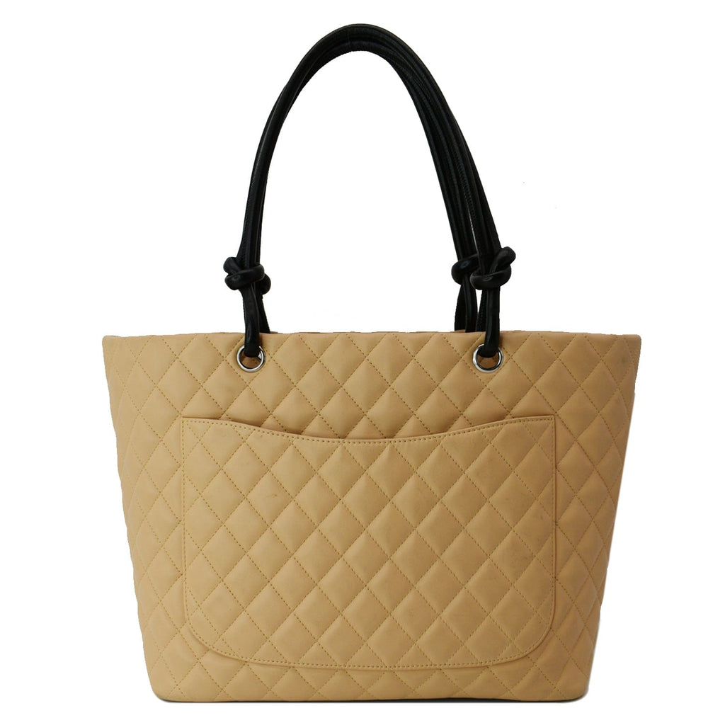 Chanel Cambon Ligne Large Quilted Leather Tote Bag Beige