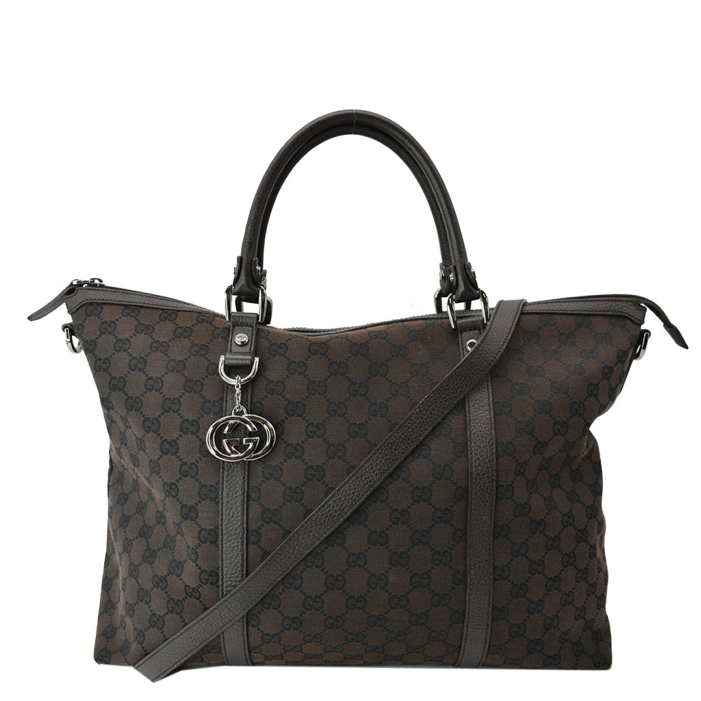 GUCCI Gucci Guccissima Canvas Leather Tote Brown 339550