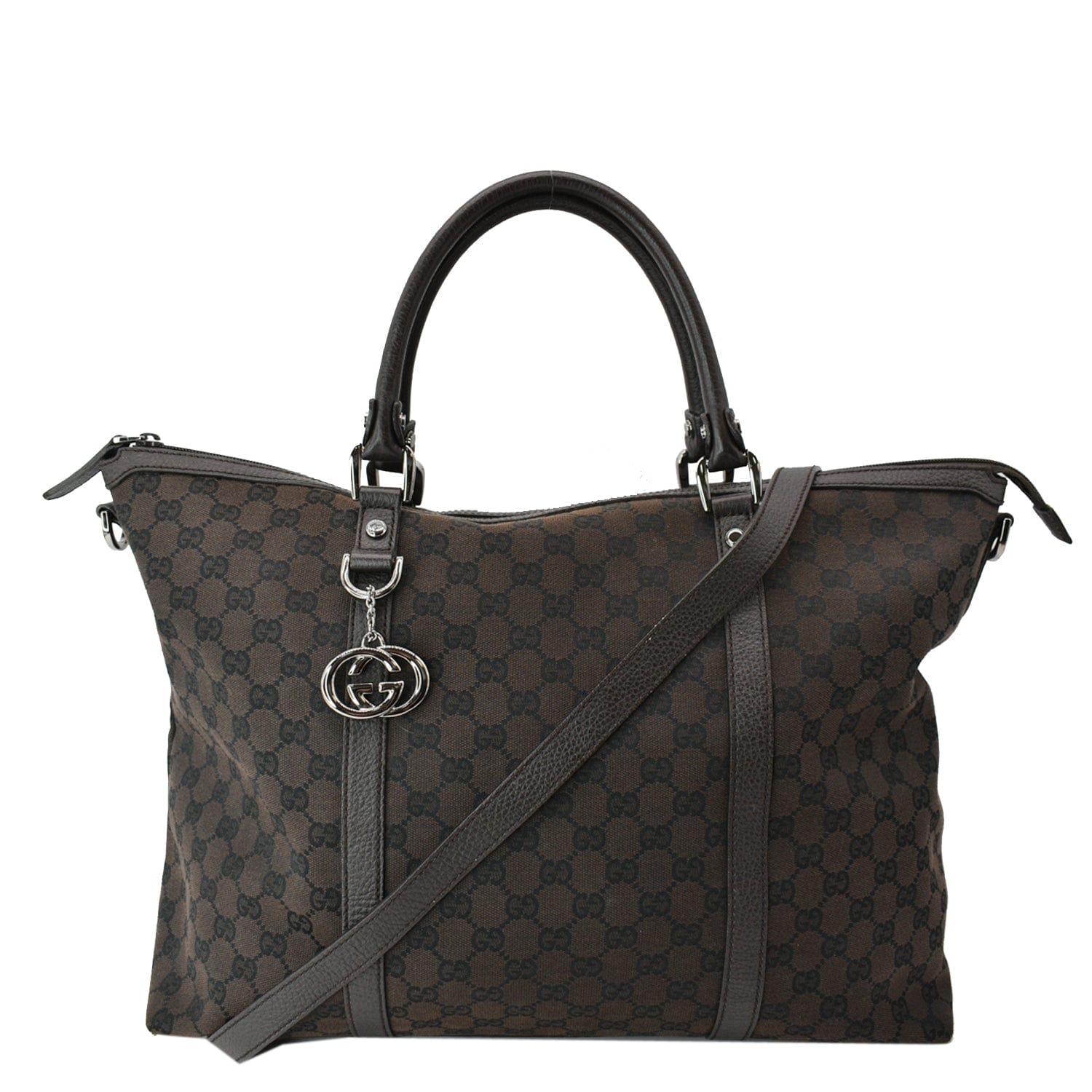 GUCCI Gucci Guccissima Canvas Leather Tote Brown 339550