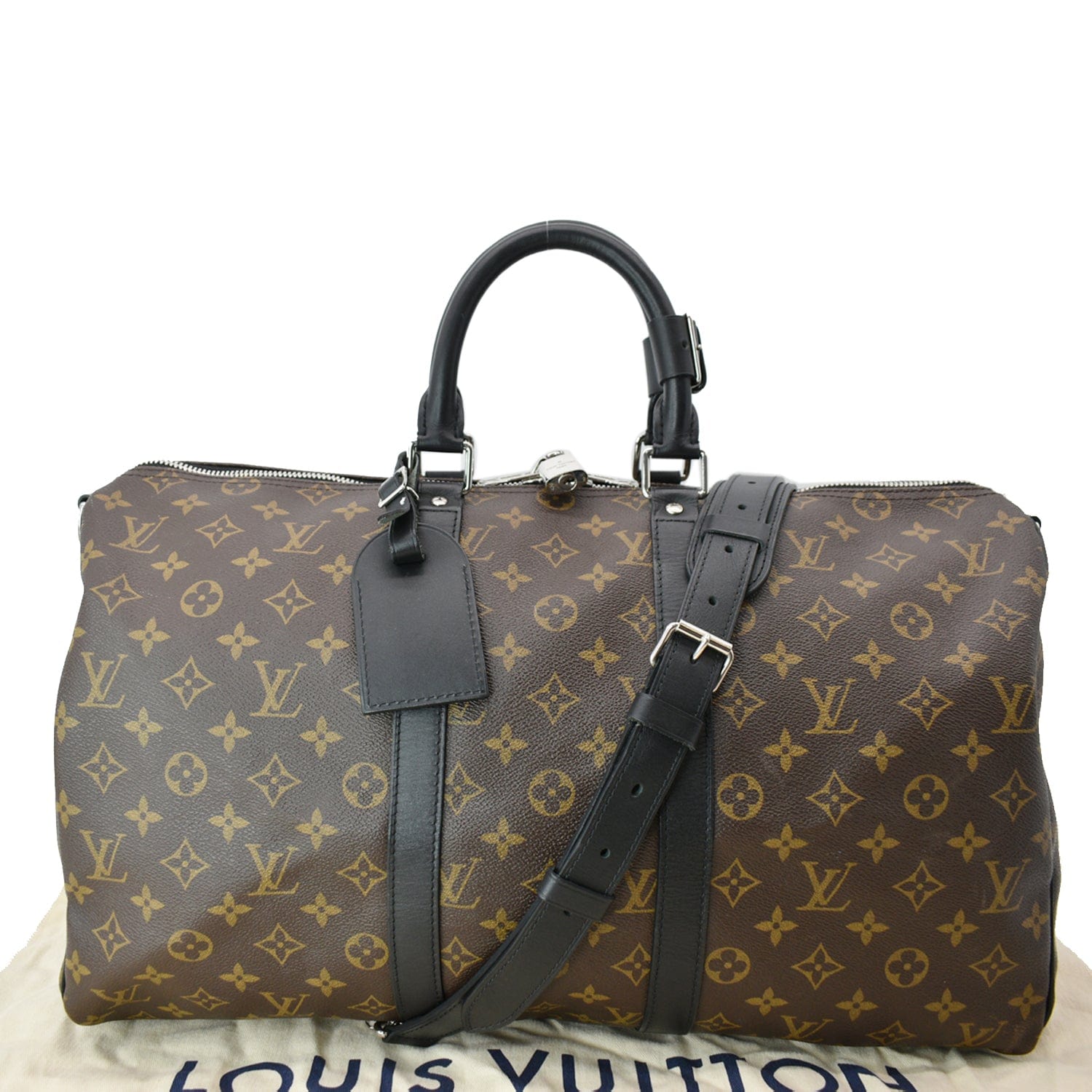 LOUIS VUITTON Keepall 45 Bandouliere Monogram Canvas Travel Bag Brown