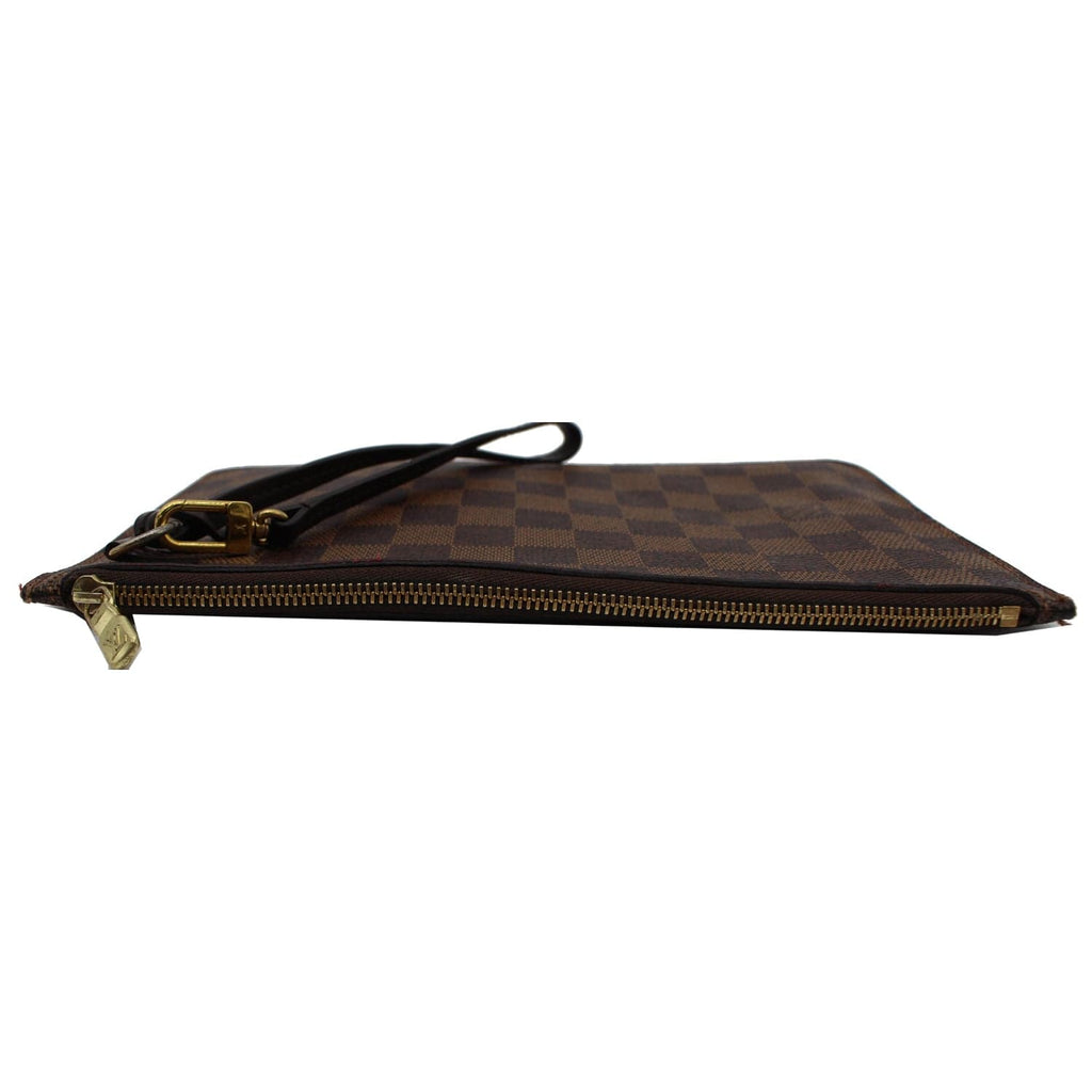 LOUIS VUITTON Neverfull MM Damier Ebene Pochette Wristlet Pouch Brown